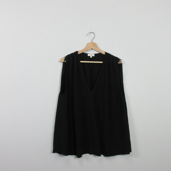 Wilfred Sleeveless Tunic Top Women M Black V-Neck Pullover Casual Career 138 - Picture 1 of 9